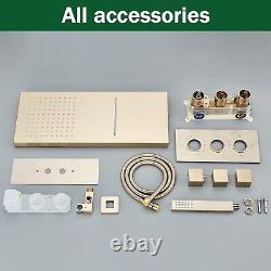 Brushed Gold Bathroom Thermostatic Shower Mixer Set Concealed Shower Mixer