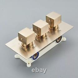 Brushed Gold Bathroom Thermostatic Shower Mixer Set Concealed Shower Mixer