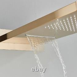 Brushed Gold Conceal Shower Mixer Set Wall Mount Rain Shower System Thermostat