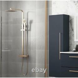 Brushed Gold Elliot Square Thermostatic Bar Complete Mixer Shower Brass Drench