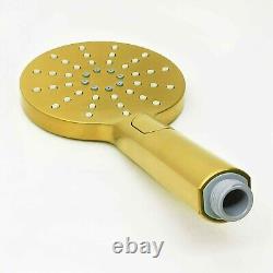 Brushed Gold Thermostatic Mixer Shower Set Twin Heads Exposed Slide Bar 8-12