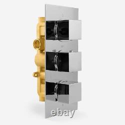 Cameo Bathroom Concealed Square Thermostatic Shower Mixer Valve Tap Chrome