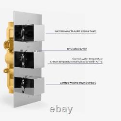 Cameo Bathroom Concealed Square Thermostatic Shower Mixer Valve Tap Chrome