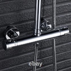 Chrome Bathroom Thermostatic Shower Mixer Valve Bar Taps Twin Outlet Brass Bar