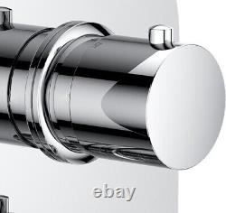 Chrome Round Twin Dual Concealed Thermostatic Shower Mixer Valve Single Outlet