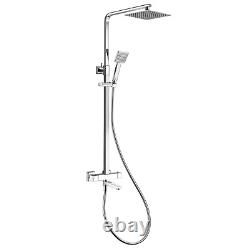 Chrome Square Thermostatic Bath Mixer Shower with Square Overhead & H VIRACHTBSS