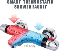 Chrome Thermostatic Bath Shower Mixer, 38°C Safety Lock Anti-Scald, Faucet Bath