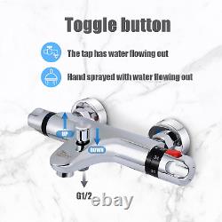 Chrome Thermostatic Bath Shower Mixer, 38°C Safety Lock Anti-Scald, Faucet Bath