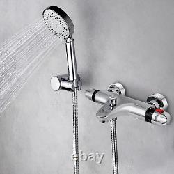 Chrome Thermostatic Bath Shower Mixer, 38°C Safety Lock Anti-Scald, Faucet Bath