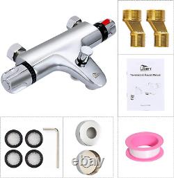 Chrome Thermostatic Bath Shower Mixer, 38°C Safety Lock Anti-Scald, Faucet Bath