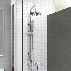 Chrome Thermostatic Bath Shower Mixer Tap & Round Dual Rigid Riser Shower Kit