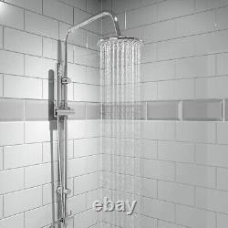 Chrome Thermostatic Bath Shower Mixer Tap & Round Dual Rigid Riser Shower Kit