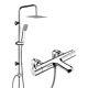 Chrome Thermostatic Bath Shower Mixer Tap & Square Dual Rigid Riser Shower Kit