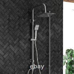 Chrome Thermostatic Bath Shower Mixer Tap & Square Dual Rigid Riser Shower Kit