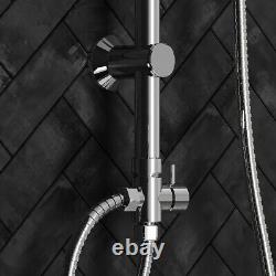 Chrome Thermostatic Bath Shower Mixer Tap & Square Dual Rigid Riser Shower Kit