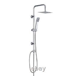 Chrome Thermostatic Bath Shower Mixer Tap & Square Dual Rigid Riser Shower Kit