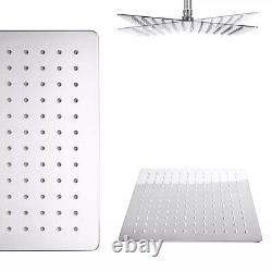 Chrome Thermostatic Bath Shower Mixer Tap & Square Dual Rigid Riser Shower Kit