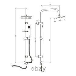 Chrome Thermostatic Bath Shower Mixer Tap & Square Dual Rigid Riser Shower Kit