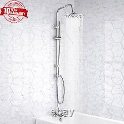 Chrome Thermostatic Bath Shower Mixer Tap With 3 Way Round Rigid Riser Rail Kit