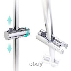 Chrome Thermostatic Bath Shower Mixer Tap With 3 Way Round Rigid Riser Rail Kit