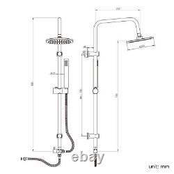 Chrome Thermostatic Bath Shower Mixer Tap With 3 Way Round Rigid Riser Rail Kit