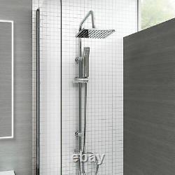 Chrome Thermostatic Bath Shower Mixer Tap With 3 Way Square Rigid Riser Rail Kit