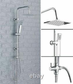 Chrome Thermostatic Bath Shower Mixer Tap With 3 Way Square Rigid Riser Rail Kit