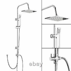 Chrome Thermostatic Bath Shower Mixer Tap With 3 Way Square Rigid Riser Rail Kit