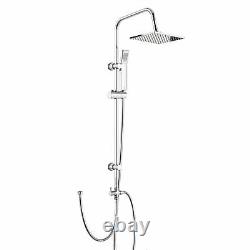 Chrome Thermostatic Bath Shower Mixer Tap With 3 Way Square Rigid Riser Rail Kit