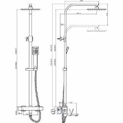 Chrome Wall Mounted Thermostatic Bath Shower Mixer Tap & Rigid Riser Shower Kit