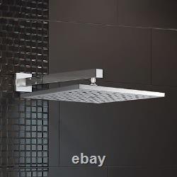 Complete Bathroom Shower Set Chrome Thermostatic Mixer Valve Head Square Design