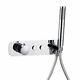 Concealed 2 Way Push Button Thermostatic Mixer Shower Valve With 2 Outlet Chrome