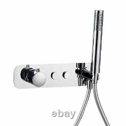 Concealed 2 Way Push Button Thermostatic Mixer Shower Valve with 2 Outlet Chrome