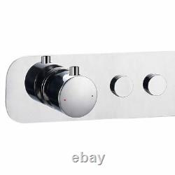 Concealed 2 Way Push Button Thermostatic Mixer Shower Valve with 2 Outlet Chrome