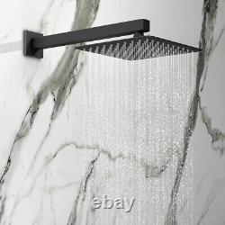 Concealed Bathroom Thermostatic Mixer Shower Set Square Black Twin Head Valve