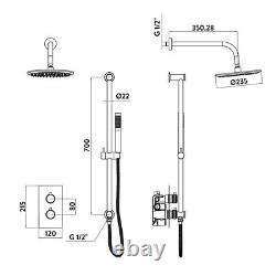 Concealed Shower Mixer Thermostatic Valve 235mm Over Head with Rail Bathroom Set
