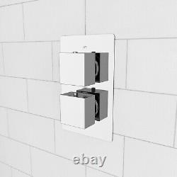 Concealed Square Thermostatic Shower Mixer 2 Dial 1 Way Valve Chrome Temel