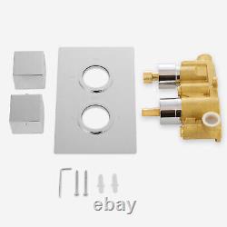 Concealed Square Thermostatic Shower Mixer 2 Dial 1 Way Valve Chrome Temel