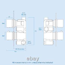 Concealed Square Thermostatic Shower Mixer 2 Dial 1 Way Valve Chrome Temel