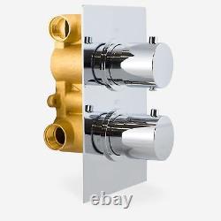 Concealed Thermostatic Mixer Valve Ultra Thin Ceiling Shower Head Rail Handset