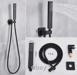 Concealed Thermostatic Shower Mixer Square 30cm Black Bathroom Valve Set