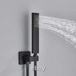 Concealed Thermostatic Shower Mixer Square 30cm Black Bathroom Valve Set