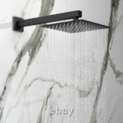 Concealed Thermostatic Shower Mixer Square Black Bathroom Twin Head Valve Set