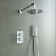 Concealed Thermostatic Shower Mixer Twin Head Chrome Valve 8 Round Overhead
