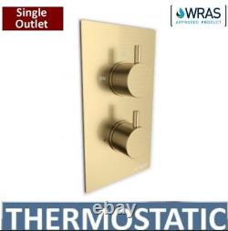 Concealed Thermostatic Shower Mixer Valve 1 / 2 Way Outlet Brushed Brass