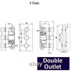 Concealed Thermostatic Shower Mixer Valve 1 / 2 Way Outlet Chrome Brass