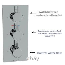 Concealed Thermostatic Shower Mixer Valve 1 / 2 Way Outlet Chrome Brass