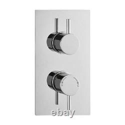 Concealed Thermostatic Shower Mixer Valve 2 Outlet 2 Round Handles WRAS