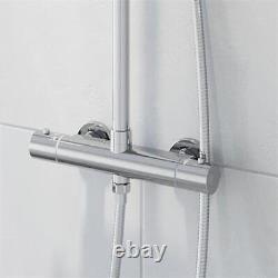 Cool Touch Thermostatic Round Bar Mixer Shower Adjustable & Fixed Head Chrome