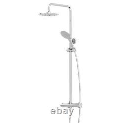 Cool Touch Thermostatic Round Bar Mixer Shower Adjustable & Fixed Head Chrome